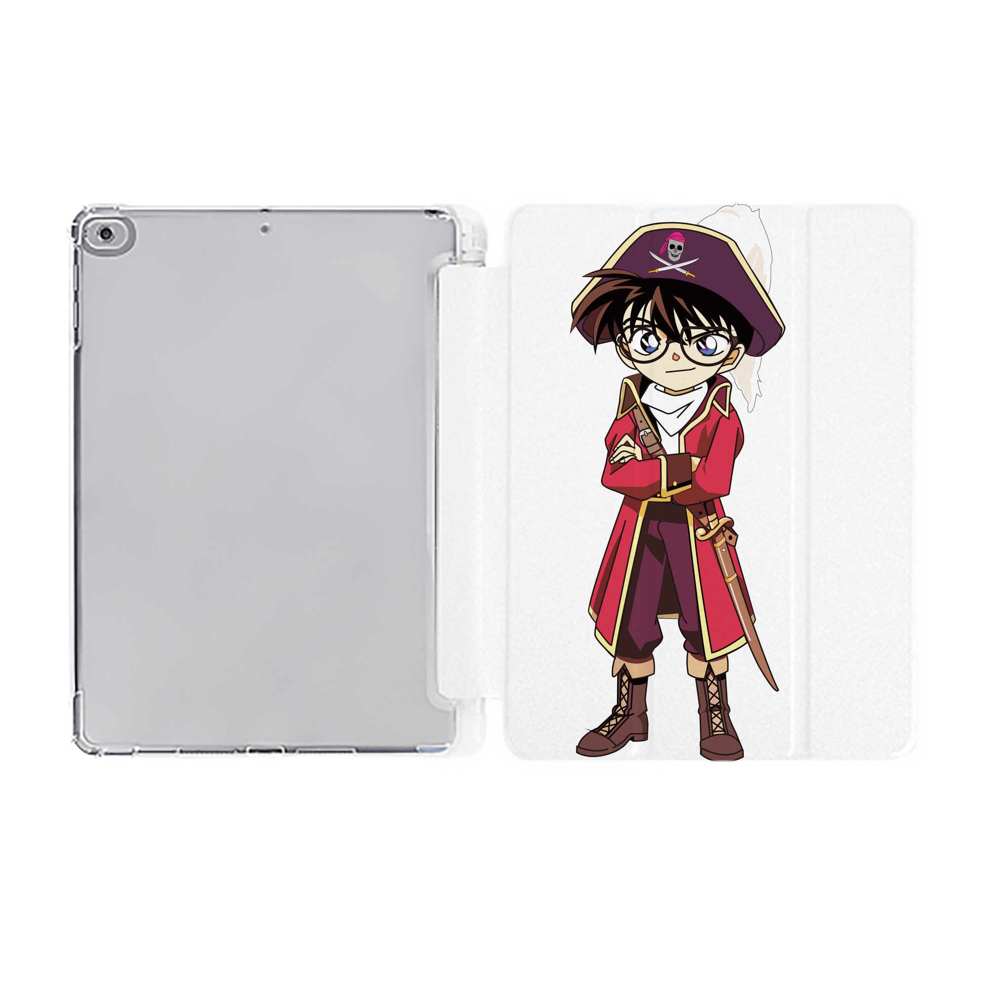 （画像用） 名探偵コナン 江戸川 コナン Detective Conan Conan Edogawa IPad ケース ペン収納付き 三つ折りスタンド PUレザー×シリコン 対応機種9.5/10.5/10.9インチ